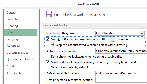 Outlook for mac autorecover excel 2016